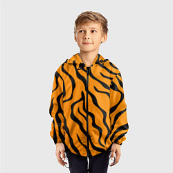 Ветровка с капюшоном детская ТИГРИННЫЕ ПОЛОСЫ, цвет: 3D-черный — фото 2
