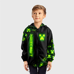 Ветровка с капюшоном детская MINECRAFT NEON LOGO CREEPER, цвет: 3D-черный — фото 2