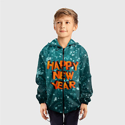 Ветровка с капюшоном детская HAPPY NEW YEAR 2022 С НОВЫМ ГОДОМ, цвет: 3D-черный — фото 2