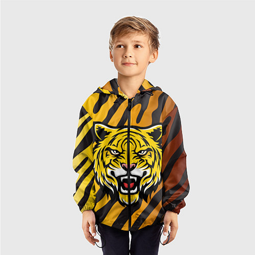 Детская ветровка Рычащий тигр голова / 3D-Черный – фото 3