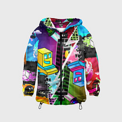 Ветровка с капюшоном детская Geometry Dash: Parallel Worlds, цвет: 3D-черный