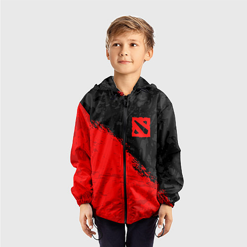 Детская ветровка DOTA 2 RED LOGO, БРЫЗГИ КРАСОК / 3D-Черный – фото 3