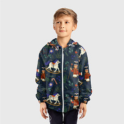 Ветровка с капюшоном детская Щелкунчик паттерн с лошадкой, цвет: 3D-белый — фото 2