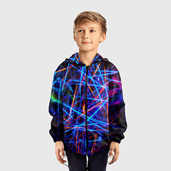 Ветровка с капюшоном детская NEON LINES Glowing Lines Effect, цвет: 3D-черный — фото 2