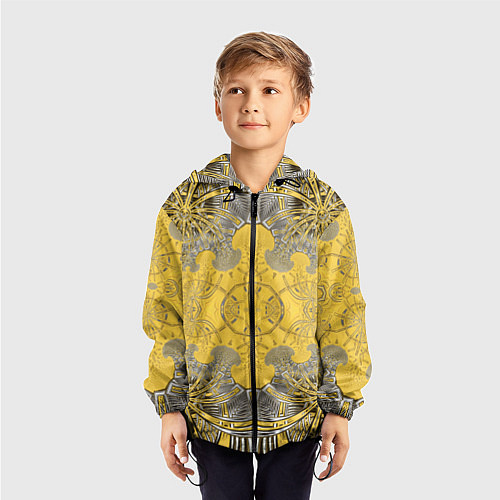 Детская ветровка Коллекция Фрактальная мозаика Желтый на черном 573 / 3D-Черный – фото 3