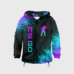 Ветровка с капюшоном детская CS GO NEON SYMBOL STYLE SKIN КС ГО НЕОН, цвет: 3D-черный