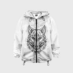 Ветровка с капюшоном детская Волчий портрет, цвет: 3D-черный