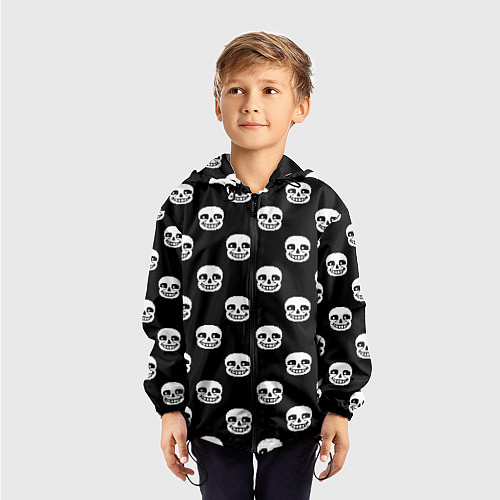 Детская ветровка UNDERTALE SANS SKULL FACE PATTERN УЗОР / 3D-Черный – фото 3