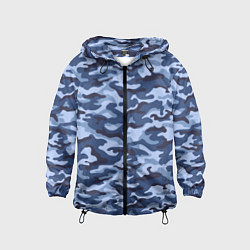 Ветровка с капюшоном детская Синий Камуфляж Camouflage, цвет: 3D-черный