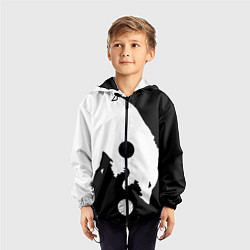 Ветровка с капюшоном детская Волки Инь и Янь Добро и Зло, цвет: 3D-черный — фото 2