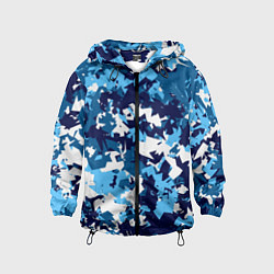Ветровка с капюшоном детская Сине-бело-голубой камуфляж, цвет: 3D-черный