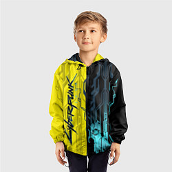 Ветровка с капюшоном детская CYBERPUNK 2077 Логотип, цвет: 3D-черный — фото 2