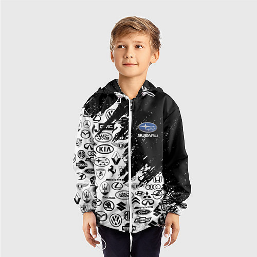 Детская ветровка Subaru - Паттерн логотипов авто / 3D-Белый – фото 3