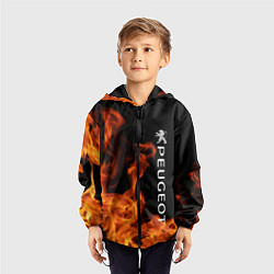 Ветровка с капюшоном детская Peugeot пламя огня, цвет: 3D-черный — фото 2