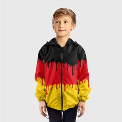 Ветровка с капюшоном детская Флаг Германии потёки, цвет: 3D-черный — фото 2