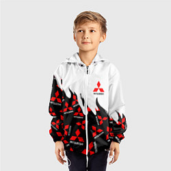 Ветровка с капюшоном детская Mitsubishi - Fire Pattern, цвет: 3D-белый — фото 2