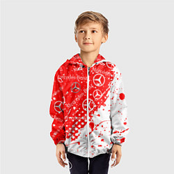 Ветровка с капюшоном детская Mercedes Паттерн Брызги красок, цвет: 3D-белый — фото 2