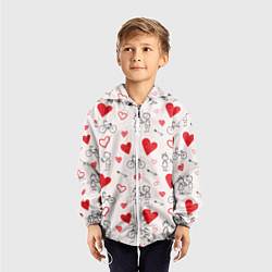 Ветровка с капюшоном детская Романтические сердечки, цвет: 3D-белый — фото 2