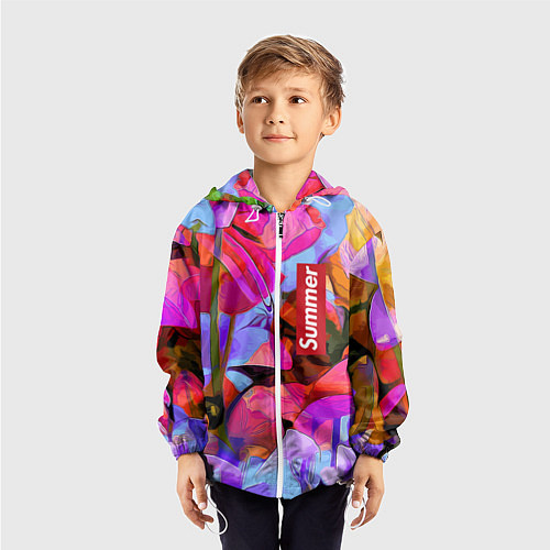 Детская ветровка Красочный летний цветочный паттерн Summer color pa / 3D-Белый – фото 3