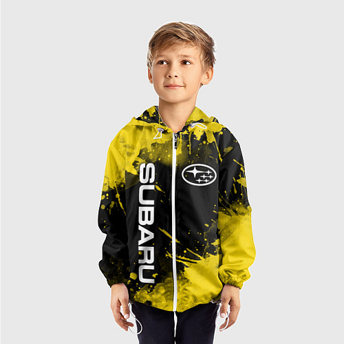Детская ветровка СУБАРУ - SUBARU Желтые пятна / 3D-Белый – фото 3