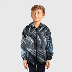Ветровка с капюшоном детская Фрактальный абстрактный паттерн Броня Fractal Abst, цвет: 3D-черный — фото 2