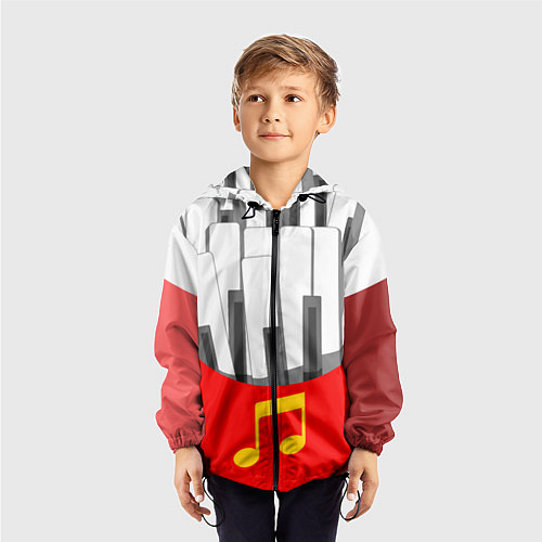 Детская ветровка Клавиши фортепиано как картошка фри / 3D-Черный – фото 3