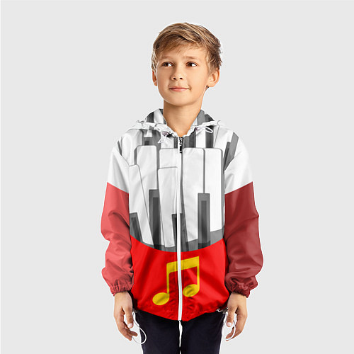 Детская ветровка Клавиши фортепиано как картошка фри / 3D-Белый – фото 3