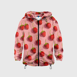 Ветровка с капюшоном детская Strawberry Pattern, цвет: 3D-черный