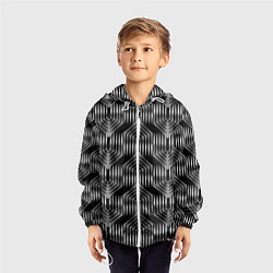 Ветровка с капюшоном детская Геометрический узор арт-деко черно-белый, цвет: 3D-белый — фото 2