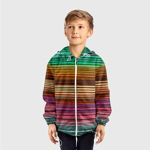 Детская ветровка Multicolored thin stripes Разноцветные полосы / 3D-Белый – фото 3