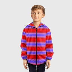 Ветровка с капюшоном детская Striped pattern мягкие размытые полосы красные фио, цвет: 3D-черный — фото 2
