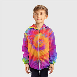 Ветровка с капюшоном детская Тай дай в радуге, цвет: 3D-белый — фото 2