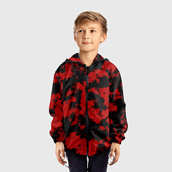 Ветровка с капюшоном детская Черно-красная абстракция, цвет: 3D-черный — фото 2