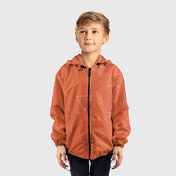 Ветровка с капюшоном детская Геометрические Фигуры На Оранжевом Фоне, цвет: 3D-черный — фото 2