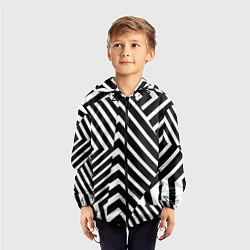 Ветровка с капюшоном детская Минималистический геометрический паттерн, цвет: 3D-черный — фото 2