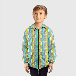 Ветровка с капюшоном детская Striped multicolored pattern with hearts, цвет: 3D-черный — фото 2