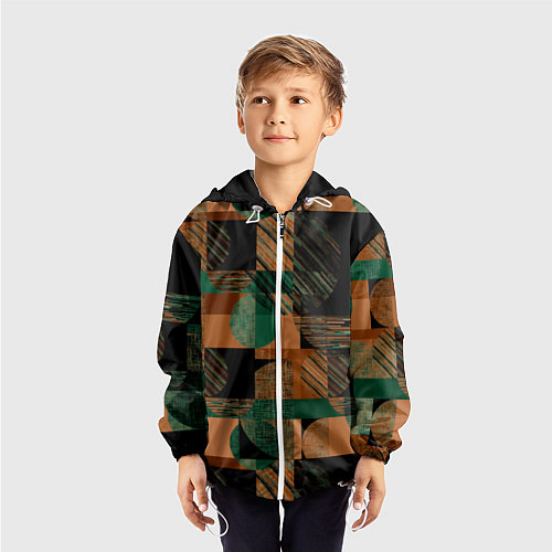 Детская ветровка Текстурированный абстрактный, геометрический принт / 3D-Белый – фото 3