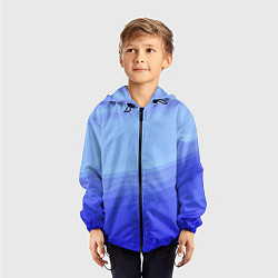 Ветровка с капюшоном детская Blue abstract pattern, цвет: 3D-черный — фото 2