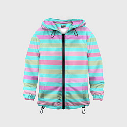 Детская ветровка Pink turquoise stripes horizontal Полосатый узор