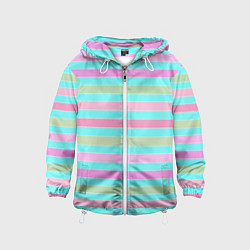 Детская ветровка Pink turquoise stripes horizontal Полосатый узор