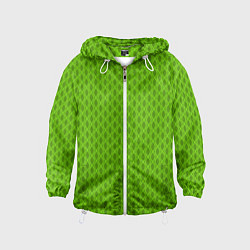 Ветровка с капюшоном детская Зеленые ячейки текстура, цвет: 3D-белый