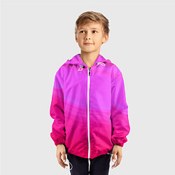 Ветровка с капюшоном детская Neon pink bright abstract background, цвет: 3D-белый — фото 2