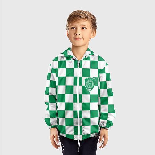 Детская ветровка ФК Ахмат на фоне бело зеленой формы в квадрат / 3D-Белый – фото 3