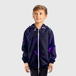 Ветровка с капюшоном детская Фигурный фиолетовый фон, цвет: 3D-белый — фото 2