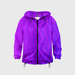 Ветровка с капюшоном детская Фиолетовые линии, цвет: 3D-черный
