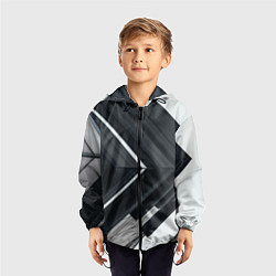Ветровка с капюшоном детская Абстрактные геометрические линии - Белый, цвет: 3D-черный — фото 2