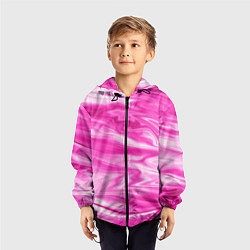 Ветровка с капюшоном детская Розовая мраморная текстура, цвет: 3D-черный — фото 2
