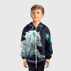 Ветровка с капюшоном детская Магическая волчица, цвет: 3D-белый — фото 2