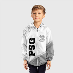 Ветровка с капюшоном детская PSG sport на светлом фоне: символ и надпись вертик, цвет: 3D-белый — фото 2