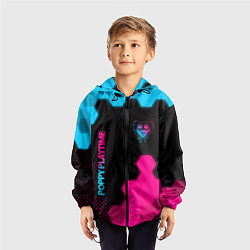 Ветровка с капюшоном детская Poppy Playtime - neon gradient: символ и надпись в, цвет: 3D-черный — фото 2